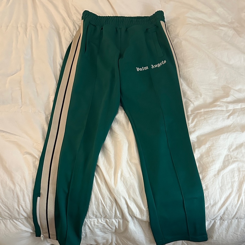 Palm Angels  Teal Joggers with White Stripes